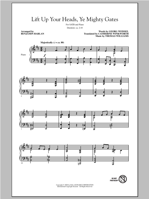 Benjamin Harlan Lift Up Your Heads, Ye Mighty Gates Sheet Music Notes & Chords for SATB - Download or Print PDF