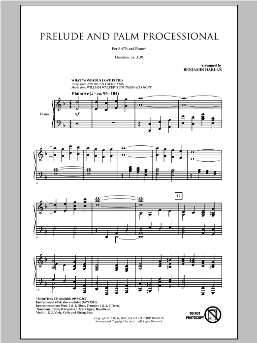 Benjamin Harlan Prelude And Palm Processional Sheet Music Notes & Chords for SATB - Download or Print PDF