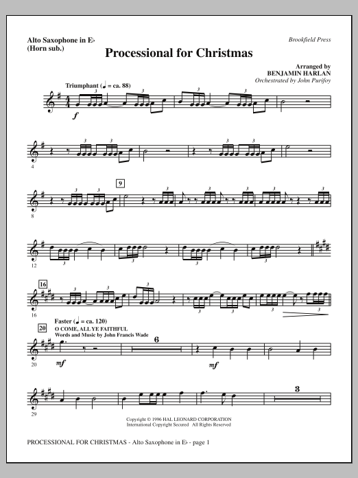 Benjamin Harlan Processional For Christmas - Alto Sax (sub. Horn) Sheet Music Notes & Chords for Choral Instrumental Pak - Download or Print PDF