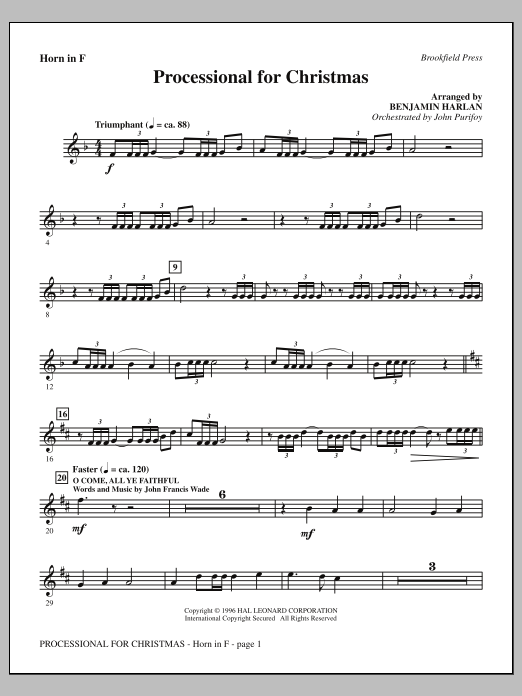 Benjamin Harlan Processional For Christmas - F Horn Sheet Music Notes & Chords for Choral Instrumental Pak - Download or Print PDF