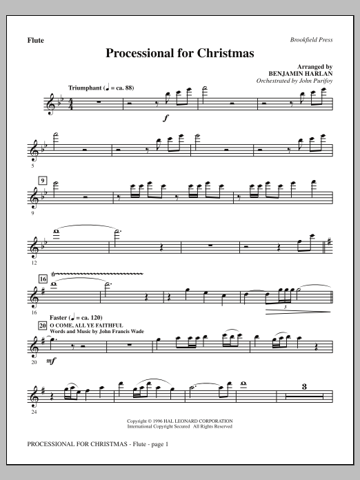 Benjamin Harlan Processional For Christmas - Flute Sheet Music Notes & Chords for Choral Instrumental Pak - Download or Print PDF
