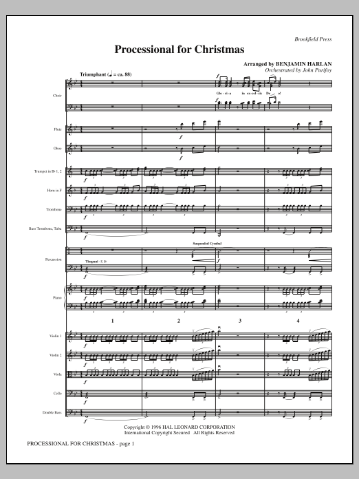 Benjamin Harlan Processional For Christmas - Full Score Sheet Music Notes & Chords for Choral Instrumental Pak - Download or Print PDF