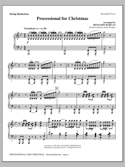 Benjamin Harlan Processional For Christmas - Keyboard String Reduction Sheet Music Notes & Chords for Choral Instrumental Pak - Download or Print PDF