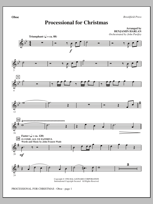 Benjamin Harlan Processional For Christmas - Oboe Sheet Music Notes & Chords for Choral Instrumental Pak - Download or Print PDF