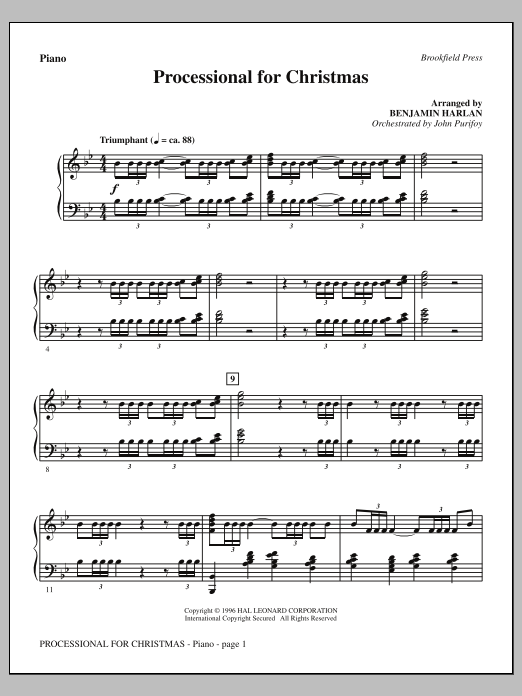 Benjamin Harlan Processional For Christmas - Piano Sheet Music Notes & Chords for Choral Instrumental Pak - Download or Print PDF