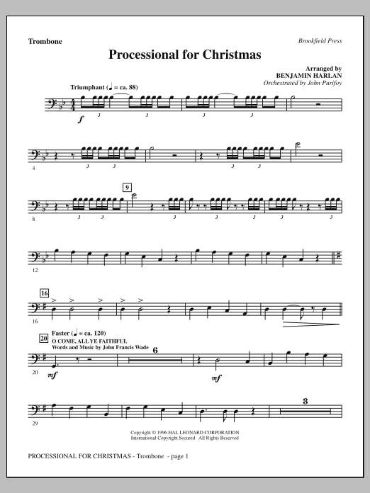 Benjamin Harlan Processional For Christmas - Trombone Sheet Music Notes & Chords for Choral Instrumental Pak - Download or Print PDF
