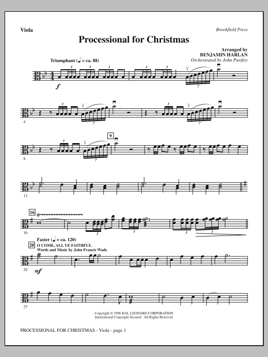 Benjamin Harlan Processional For Christmas - Viola Sheet Music Notes & Chords for Choral Instrumental Pak - Download or Print PDF