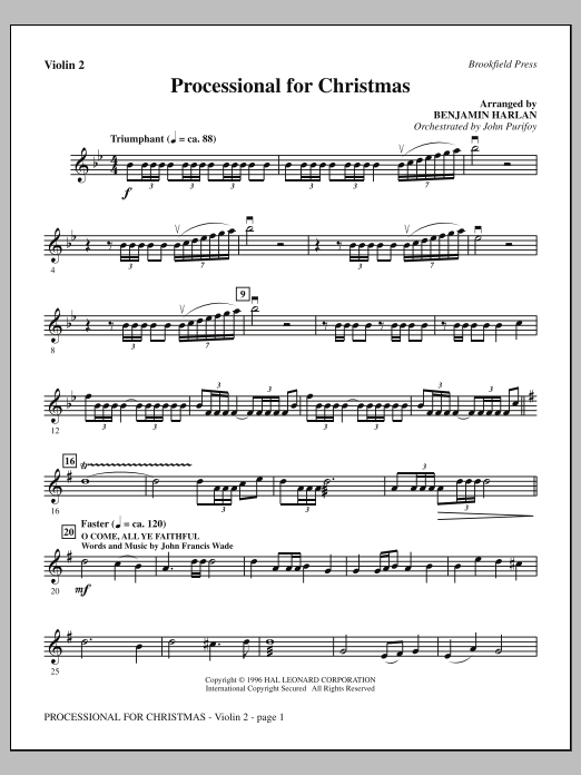 Benjamin Harlan Processional For Christmas - Violin 2 Sheet Music Notes & Chords for Choral Instrumental Pak - Download or Print PDF