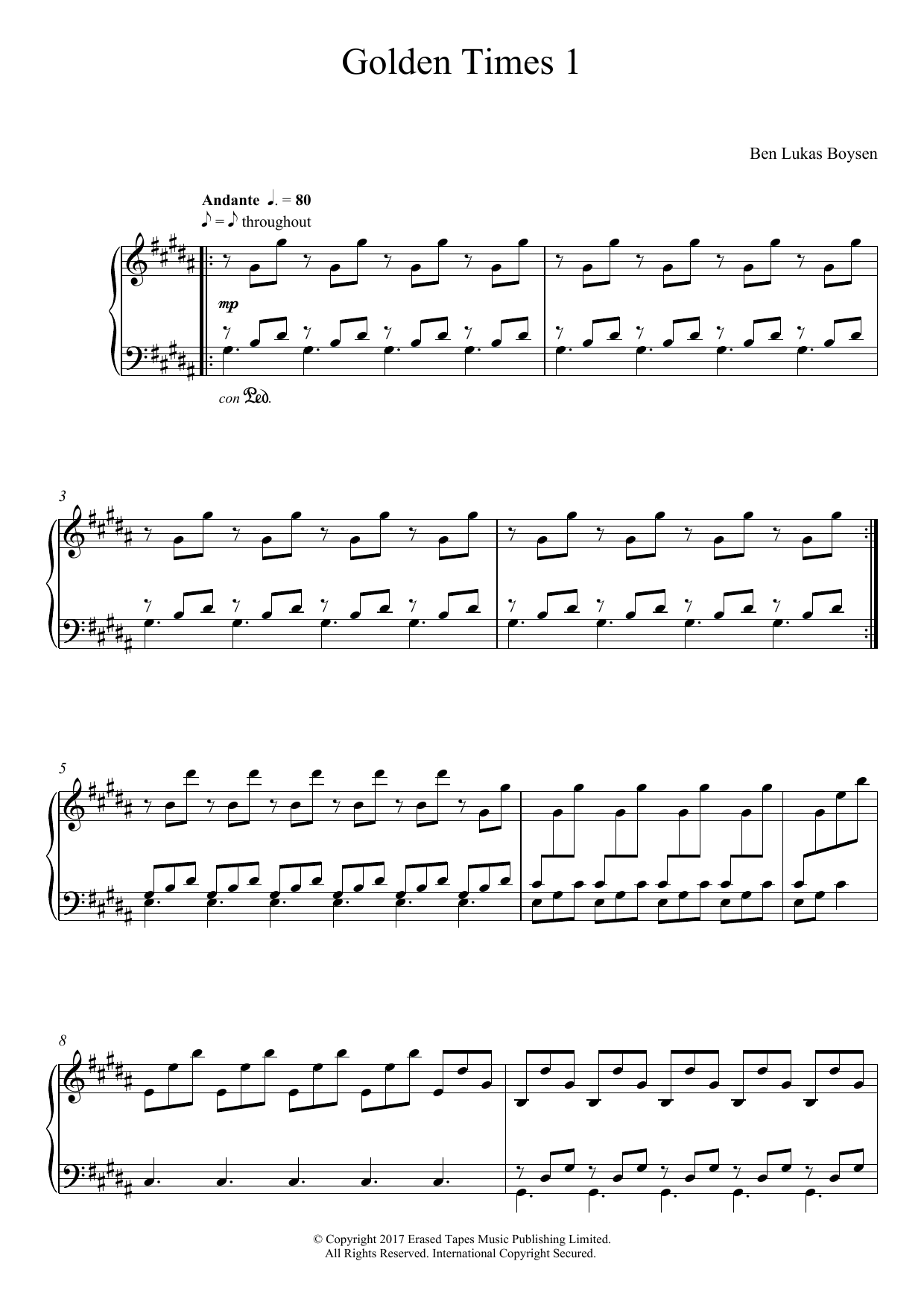 Benjamin Lukas Boysen Golden Times 1 Sheet Music Notes & Chords for Piano - Download or Print PDF