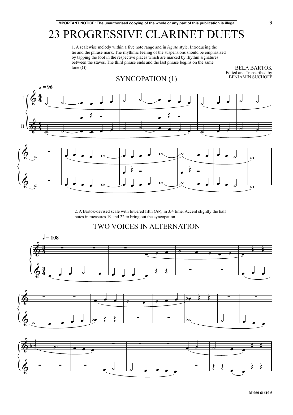 Benjamin Suchoff 23 Progressive Clarinet Duets (from Mikrokosmos) Sheet Music Notes & Chords for Clarinet Duet - Download or Print PDF