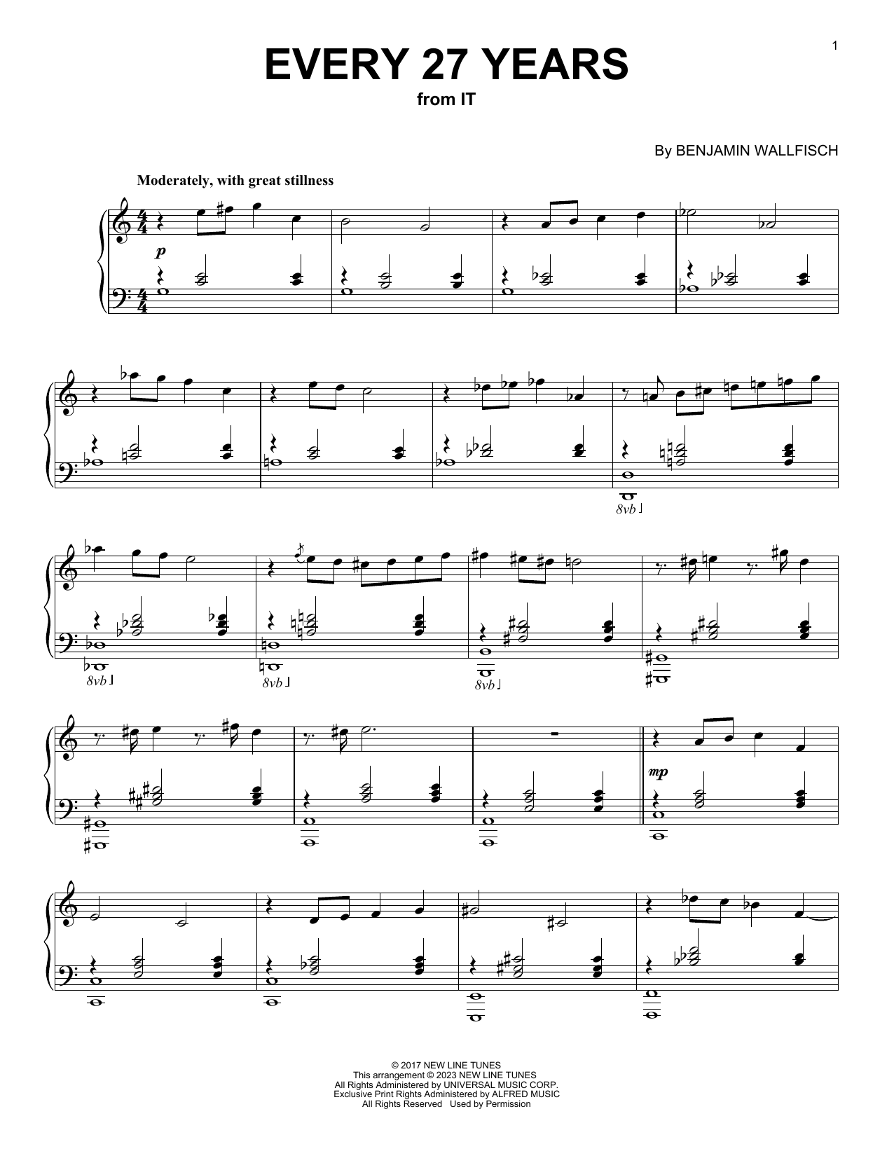 Benjamin Wallfisch Every 27 Years (from IT) Sheet Music Notes & Chords for Piano Solo - Download or Print PDF