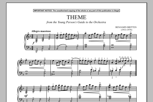 The Young Person's Guide To The Orchestra, Op. 34 (Theme) sheet music
