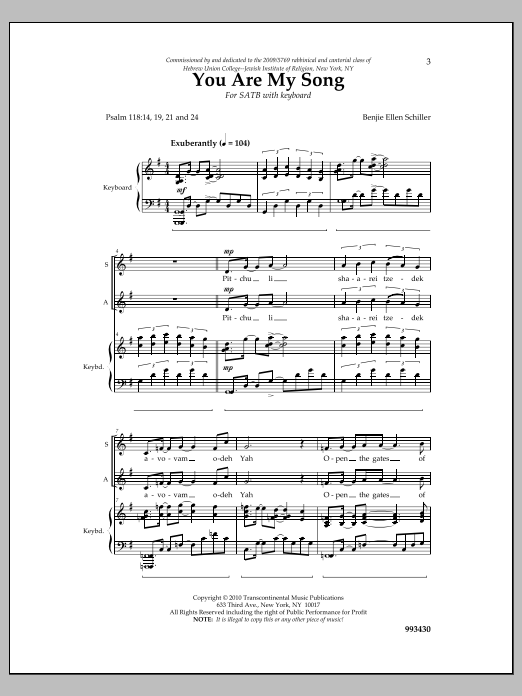 Benjie Ellen Schiller You Are My Song Sheet Music Notes & Chords for Choral - Download or Print PDF