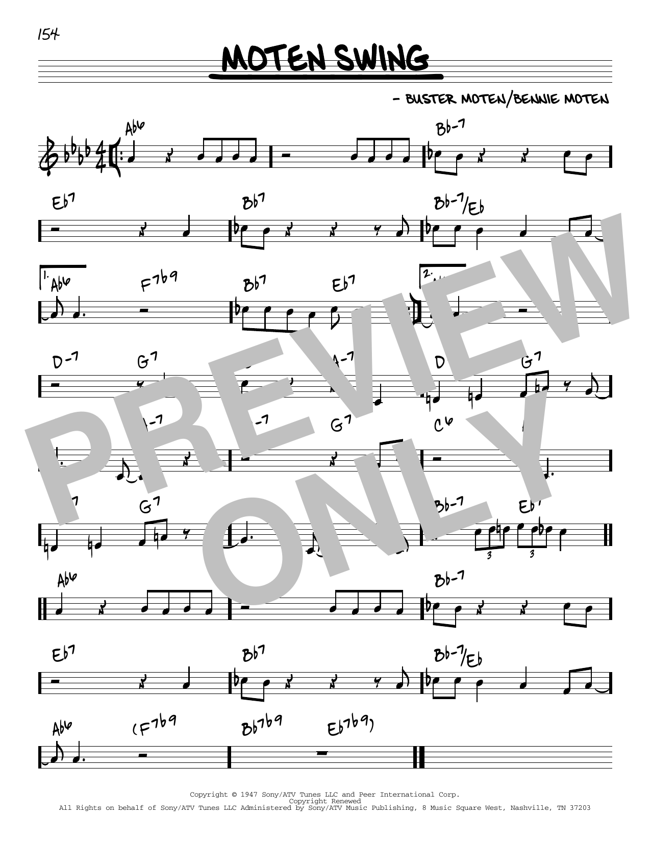 Bennie Moten Moten Swing Sheet Music Notes & Chords for Real Book – Melody & Chords – C Instruments - Download or Print PDF
