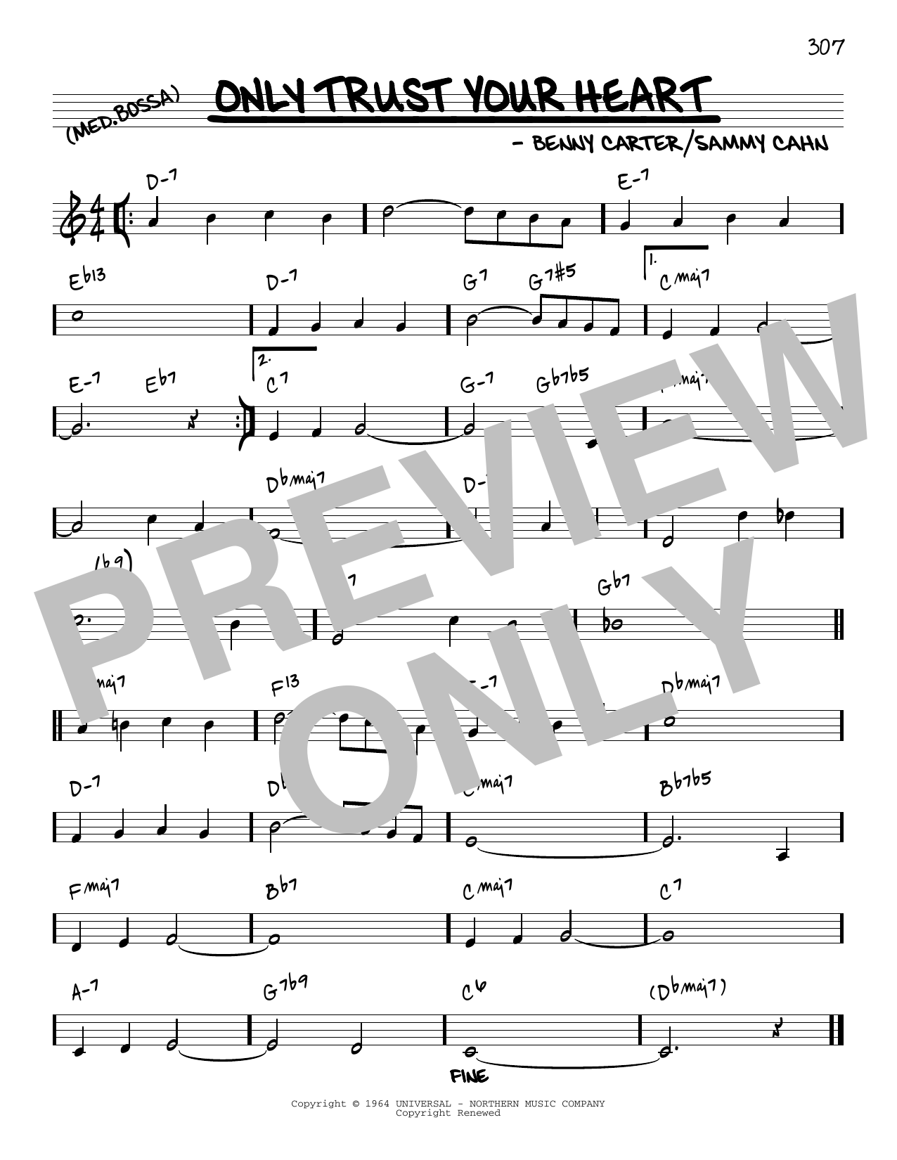 Benny Carter Only Trust Your Heart [Reharmonized version] (arr. Jack Grassel) Sheet Music Notes & Chords for Real Book – Melody & Chords - Download or Print PDF