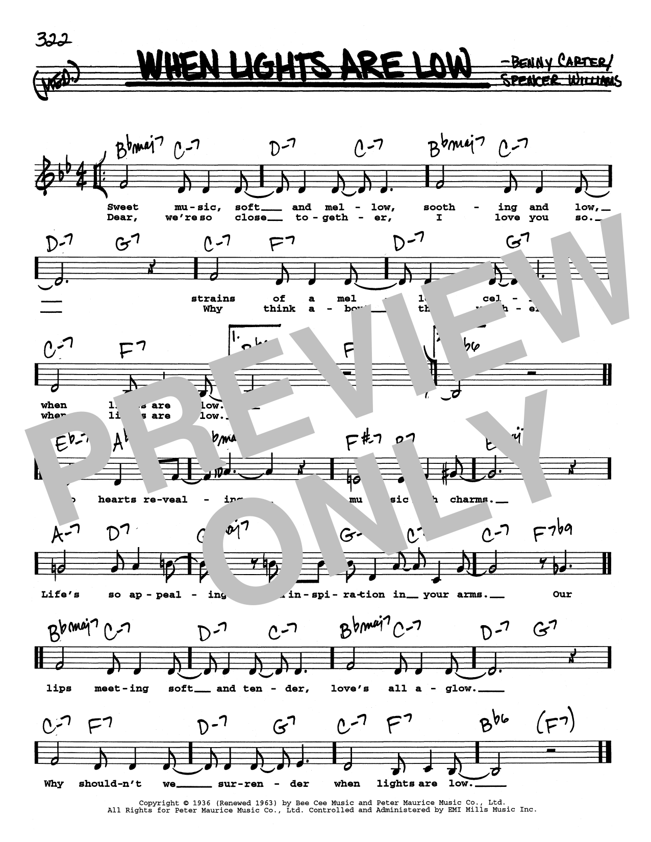Benny Carter When Lights Are Low (Low Voice) Sheet Music Notes & Chords for Real Book – Melody, Lyrics & Chords - Download or Print PDF
