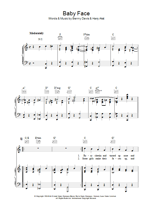 Benny Davis Baby Face Sheet Music Notes & Chords for Banjo - Download or Print PDF