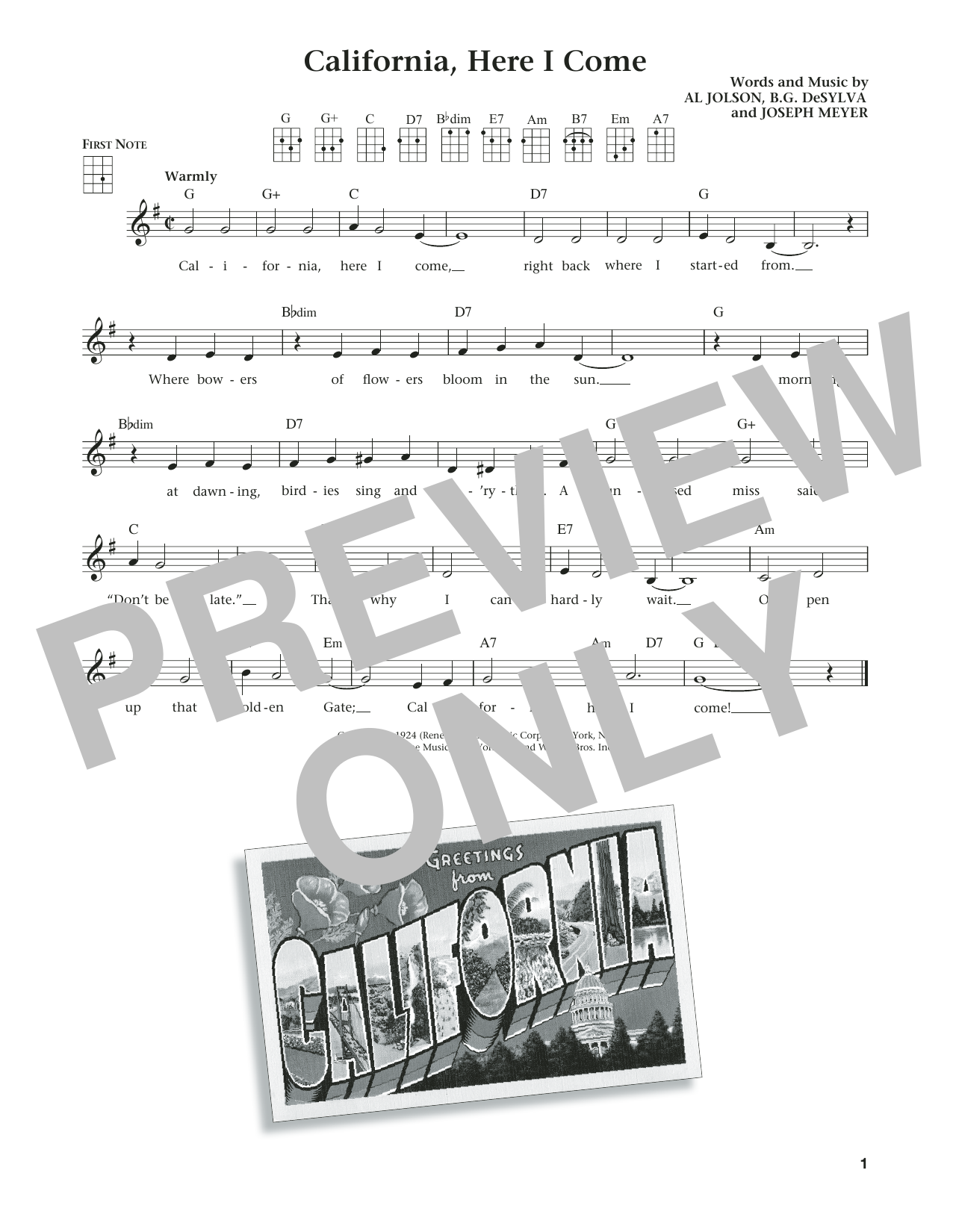 Benny Goodman & His Orchestra California, Here I Come (from The Daily Ukulele) (arr. Liz and Jim Beloff) Sheet Music Notes & Chords for Ukulele - Download or Print PDF