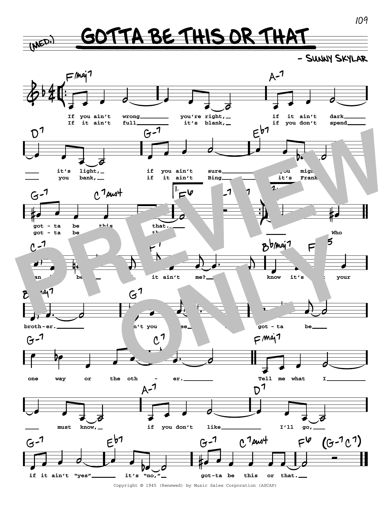 Benny Goodman and His Orchestra Gotta Be This Or That (Low Voice) Sheet Music Notes & Chords for Real Book – Melody, Lyrics & Chords - Download or Print PDF