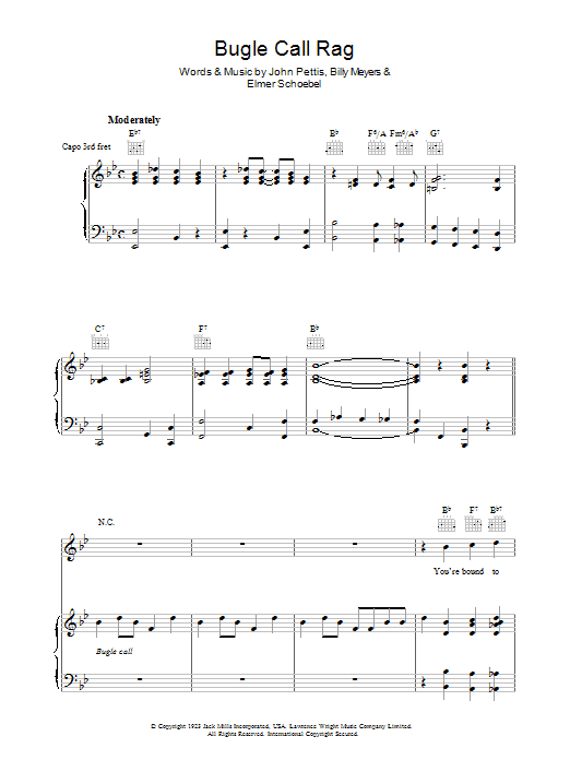 Benny Goodman Bugle Call Rag Sheet Music Notes & Chords for Piano, Vocal & Guitar (Right-Hand Melody) - Download or Print PDF