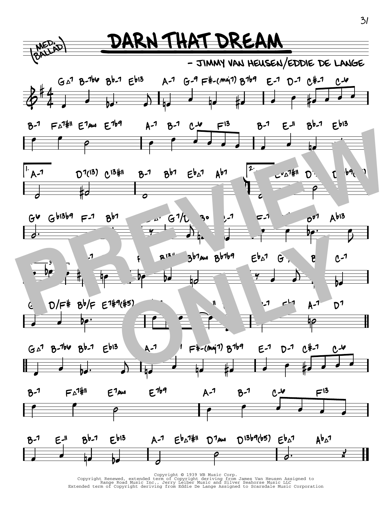 Benny Goodman Darn That Dream (arr. David Hazeltine) Sheet Music Notes & Chords for Real Book – Enhanced Chords - Download or Print PDF