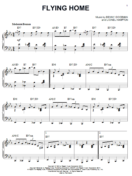 Benny Goodman Flying Home Sheet Music Notes & Chords for Keyboard - Download or Print PDF