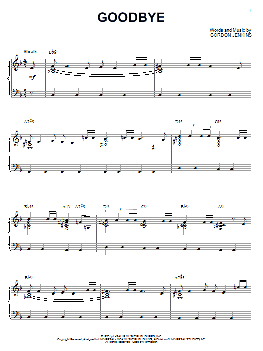 Benny Goodman Goodbye Sheet Music Notes & Chords for Real Book – Melody, Lyrics & Chords - Download or Print PDF