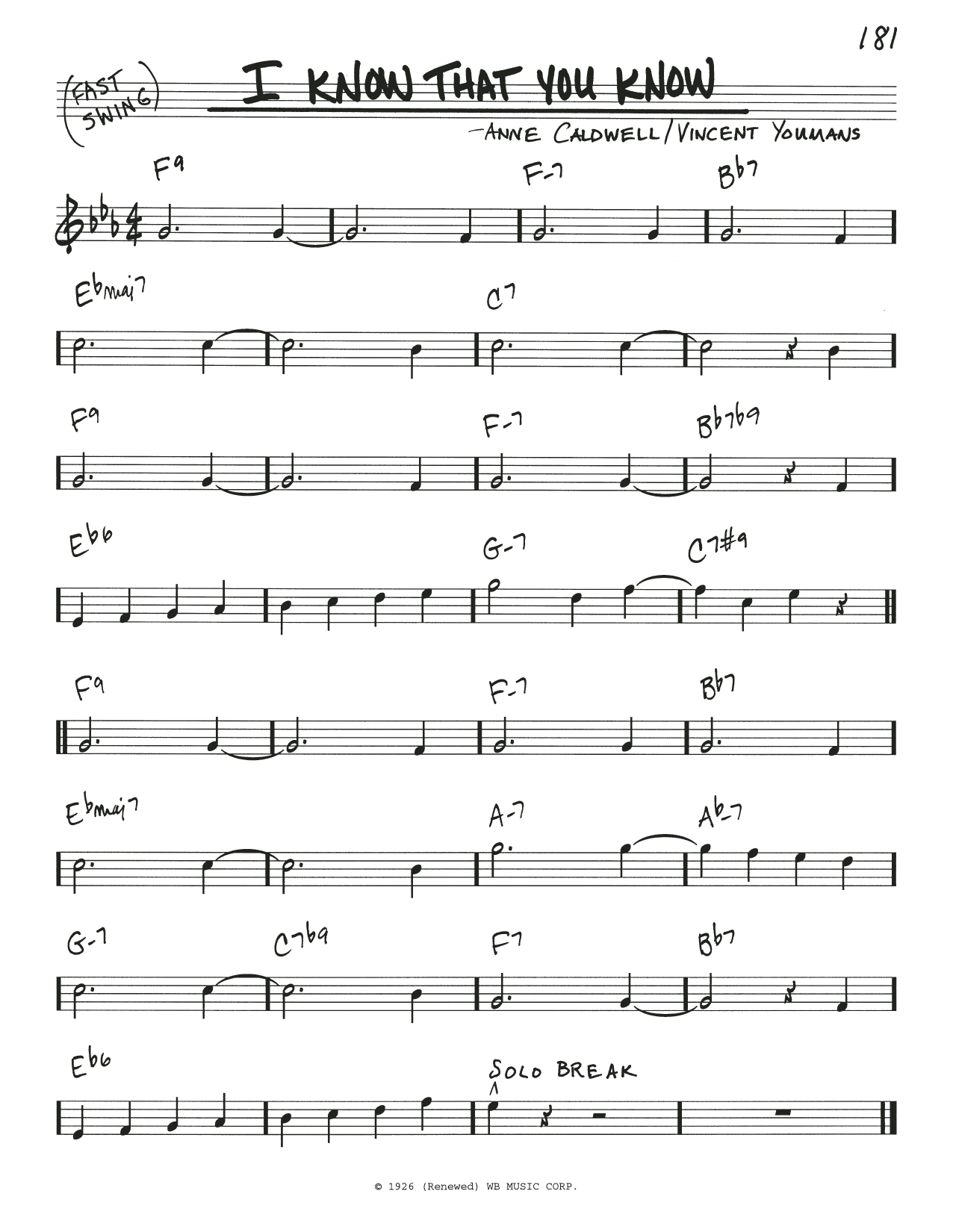 Benny Goodman I Know That You Know Sheet Music Notes & Chords for Real Book – Melody & Chords - Download or Print PDF