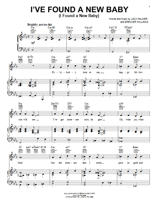 Benny Goodman I've Found A New Baby (I Found A New Baby) Sheet Music Notes & Chords for Real Book - Melody, Lyrics & Chords - C Instruments - Download or Print PDF