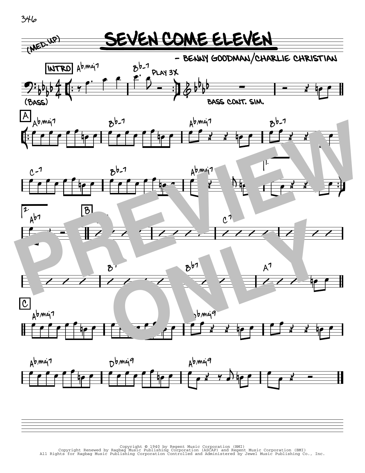 Benny Goodman Seven Come Eleven [Reharmonized version] (arr. Jack Grassel) Sheet Music Notes & Chords for Real Book – Melody & Chords - Download or Print PDF