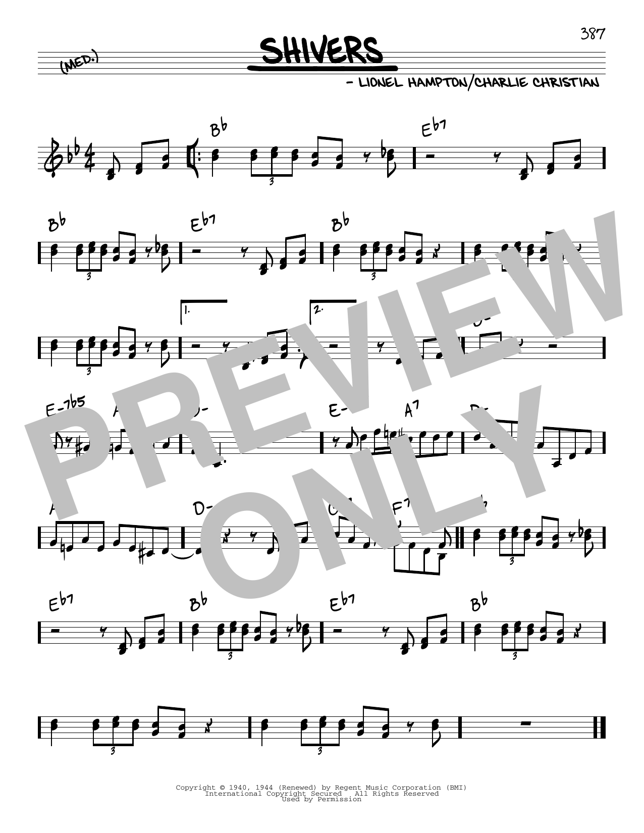 Benny Goodman Shivers Sheet Music Notes & Chords for Real Book – Melody & Chords - Download or Print PDF