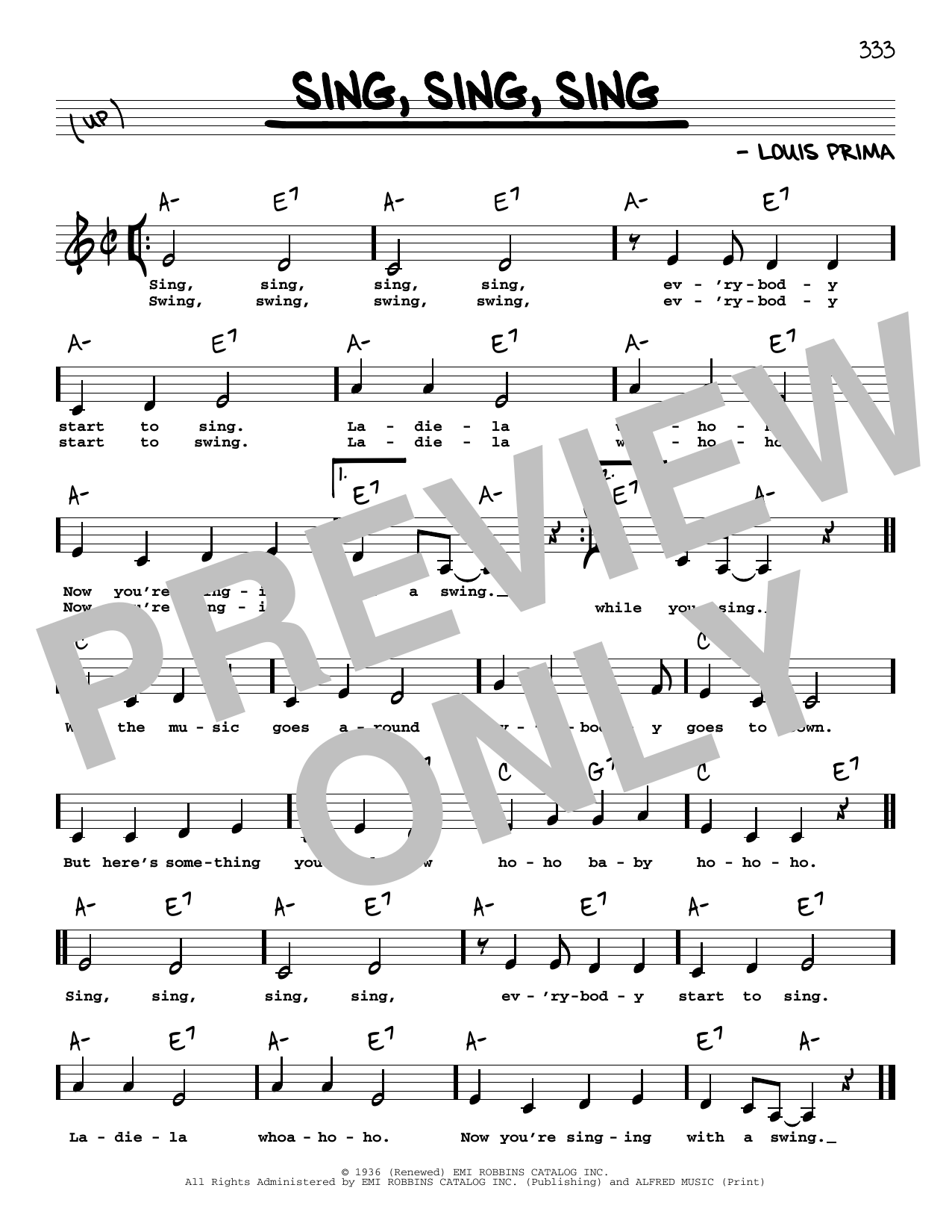 Benny Goodman Sing, Sing, Sing (Low Voice) Sheet Music Notes & Chords for Real Book – Melody, Lyrics & Chords - Download or Print PDF
