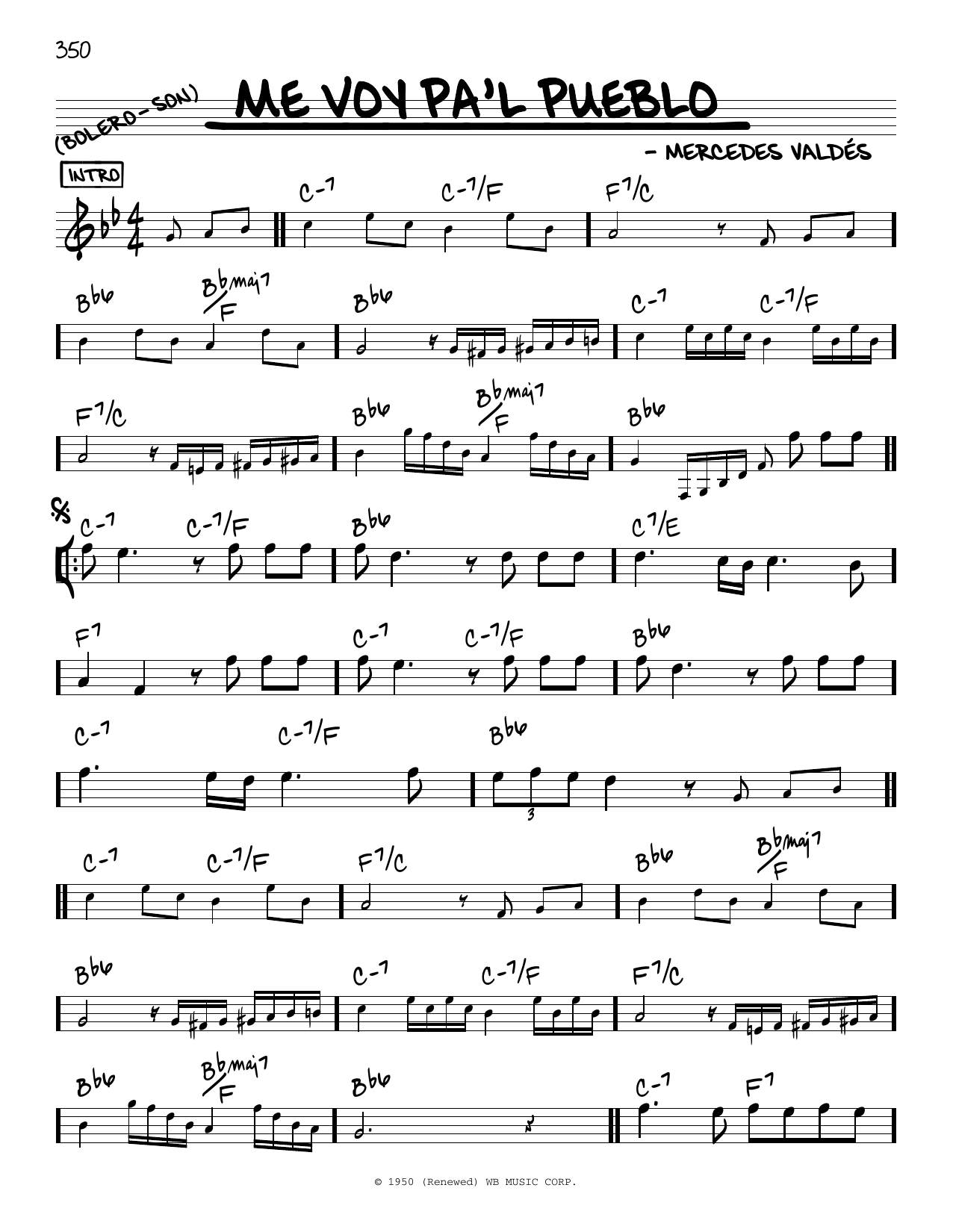 Benny More Me Voy Pa'l Pueblo Sheet Music Notes & Chords for Real Book – Melody & Chords - Download or Print PDF