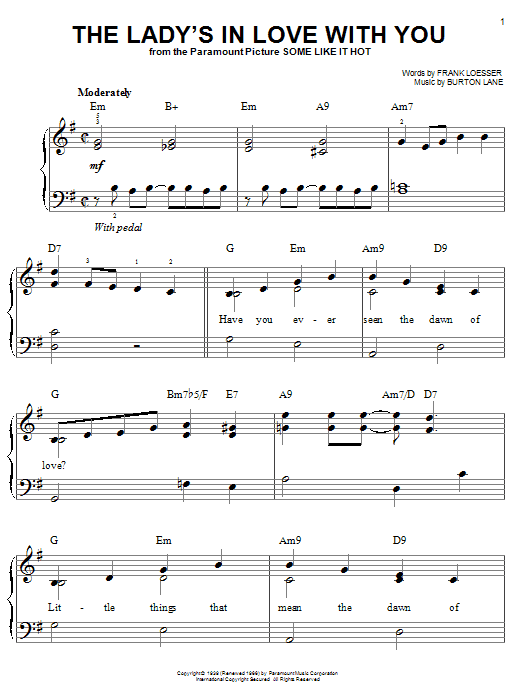 Preview Benny Goodman The Lady's In Love With You Jazz sheet music, notes and chords for Real Book - Melody & Chords - C Instruments, SKU: 60748 The Lady's In Love With You sheet music