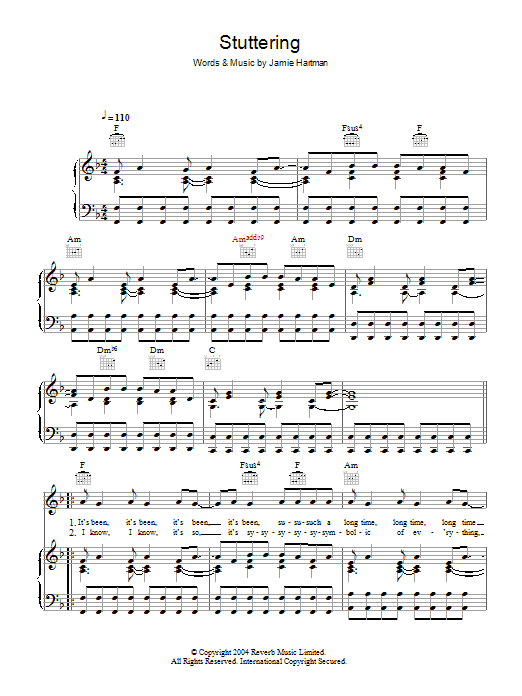 Ben's Brother Stuttering (Kiss Me Again) Sheet Music Notes & Chords for Piano, Vocal & Guitar - Download or Print PDF