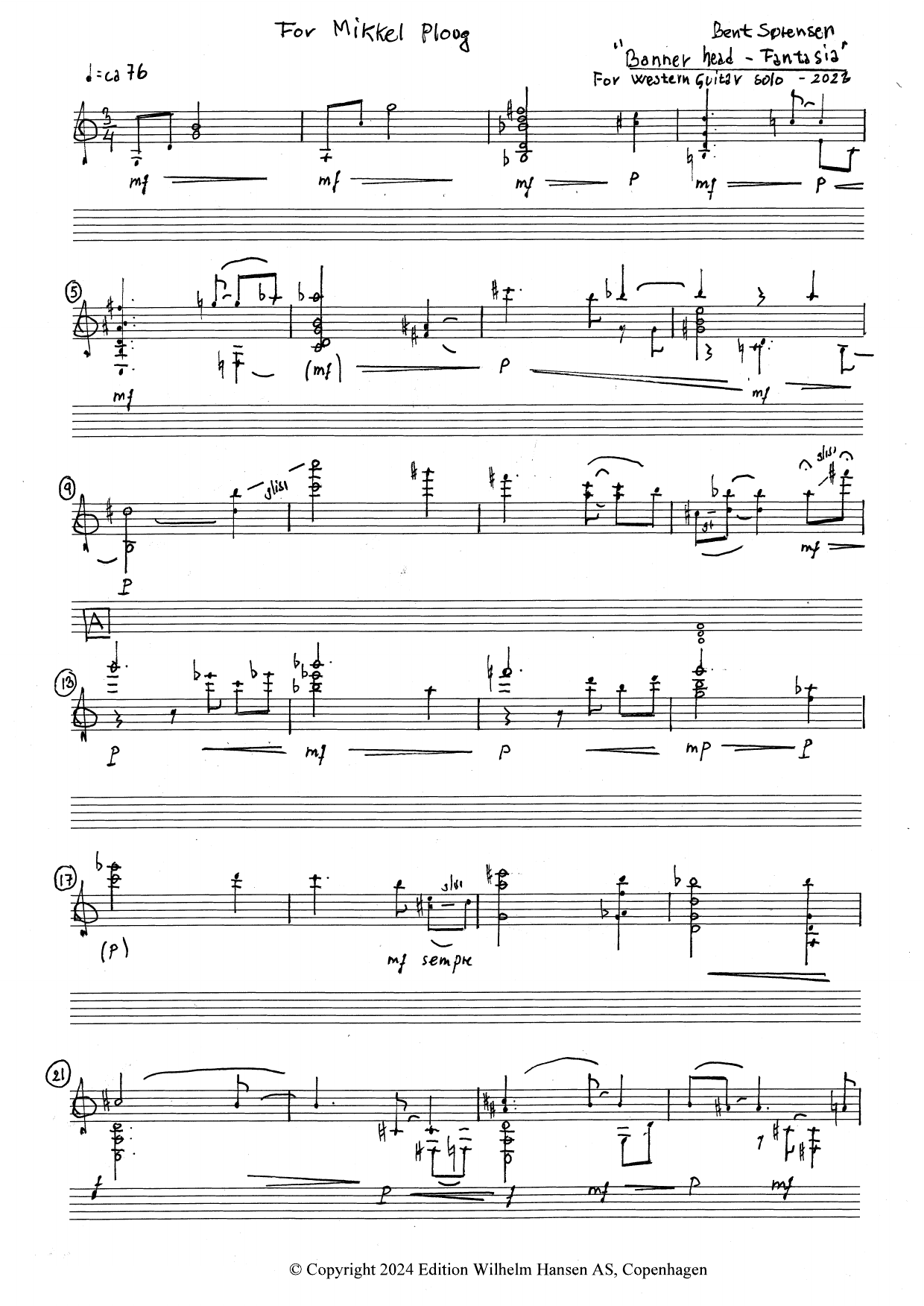 Bent Sørensen Banner Head - Fantasia Sheet Music Notes & Chords for Solo Guitar - Download or Print PDF