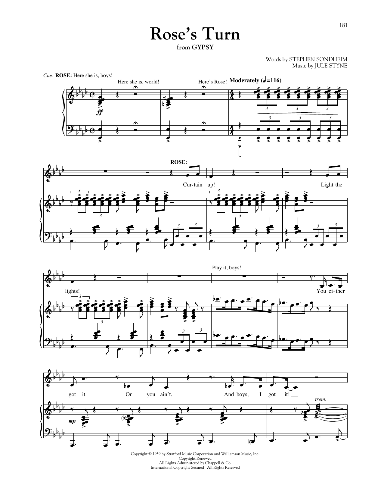 Bernadette Peters Rose's Turn (from Gypsy) Sheet Music Notes & Chords for Piano & Vocal - Download or Print PDF