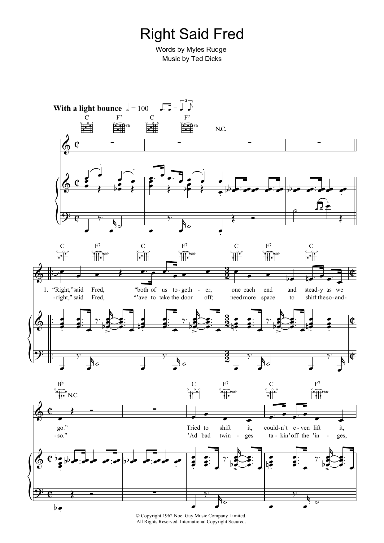 Bernard Cribbins Right Said Fred Sheet Music Notes & Chords for Piano, Vocal & Guitar - Download or Print PDF