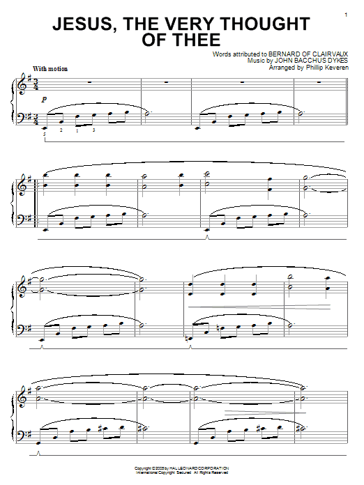 Bernard of Clairvaux Jesus, The Very Thought Of Thee [Jazz version] (arr. Phillip Keveren) Sheet Music Notes & Chords for Piano - Download or Print PDF