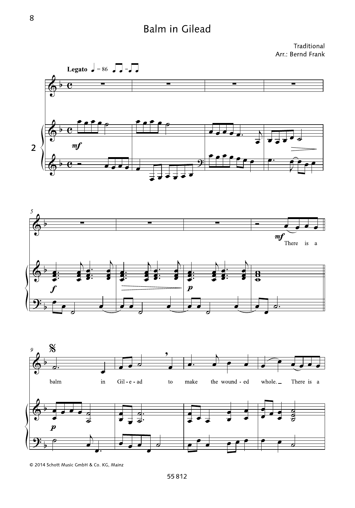 Bernd Frank Balm in Gilead Sheet Music Notes & Chords for Piano & Vocal - Download or Print PDF