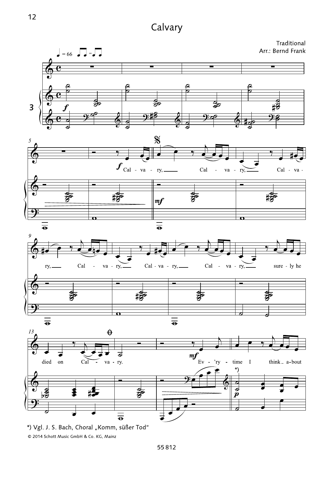 Bernd Frank Calvary Sheet Music Notes & Chords for Piano & Vocal - Download or Print PDF