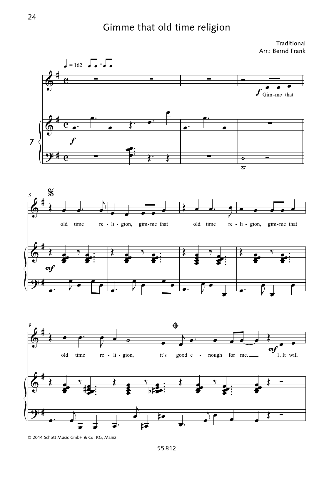 Bernd Frank Gimme that old time religion Sheet Music Notes & Chords for Piano & Vocal - Download or Print PDF