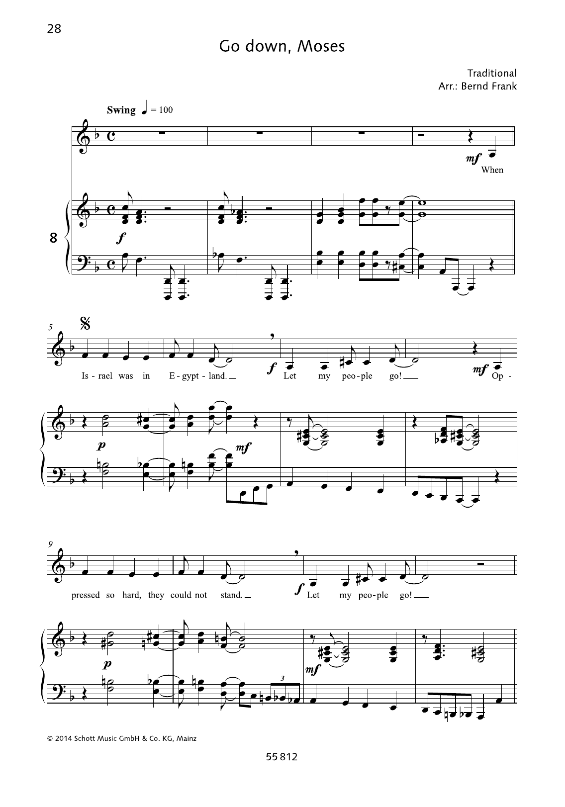 Bernd Frank Go Down, Moses Sheet Music Notes & Chords for Piano & Vocal - Download or Print PDF