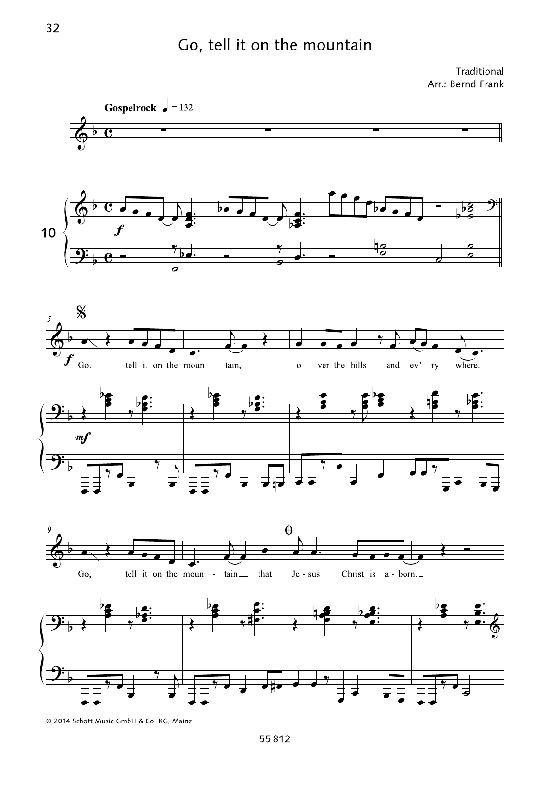 Bernd Frank Go, Tell It on the Mountain Sheet Music Notes & Chords for Piano & Vocal - Download or Print PDF