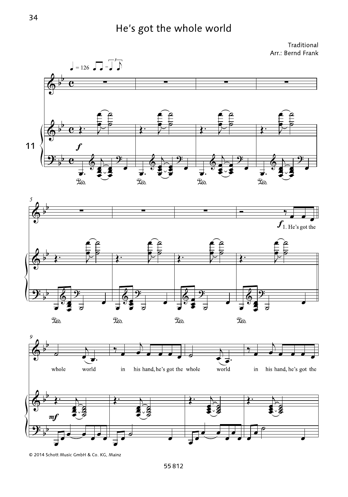 Bernd Frank He's Got the Whole World Sheet Music Notes & Chords for Piano & Vocal - Download or Print PDF