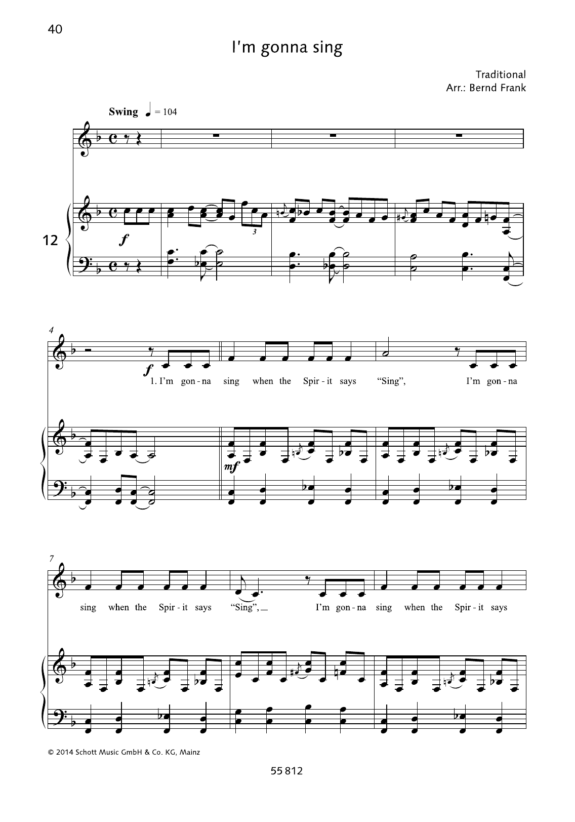Bernd Frank I'm Gonna Sing Sheet Music Notes & Chords for Piano & Vocal - Download or Print PDF