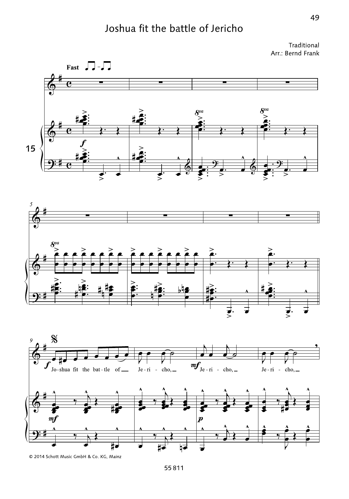 Bernd Frank Joshua Fit the Battle of Jericho Sheet Music Notes & Chords for Piano & Vocal - Download or Print PDF