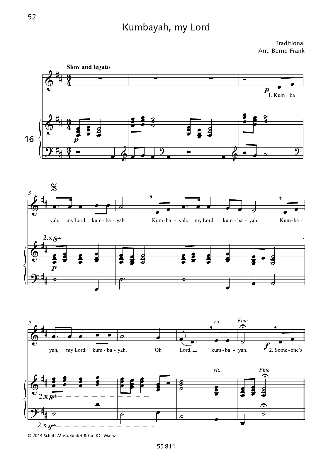 Bernd Frank Kumbayah, my Lord Sheet Music Notes & Chords for Piano & Vocal - Download or Print PDF