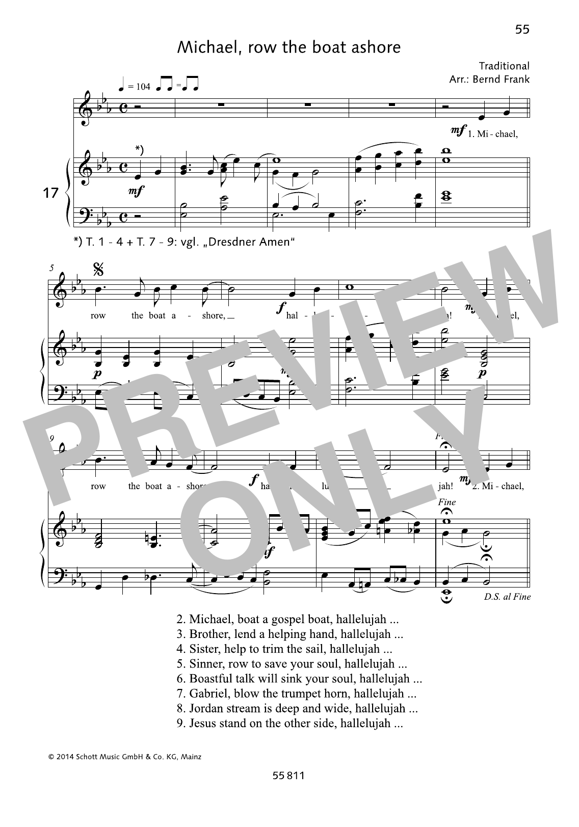 Bernd Frank Michael Row the Boat Ashore Sheet Music Notes & Chords for Piano & Vocal - Download or Print PDF