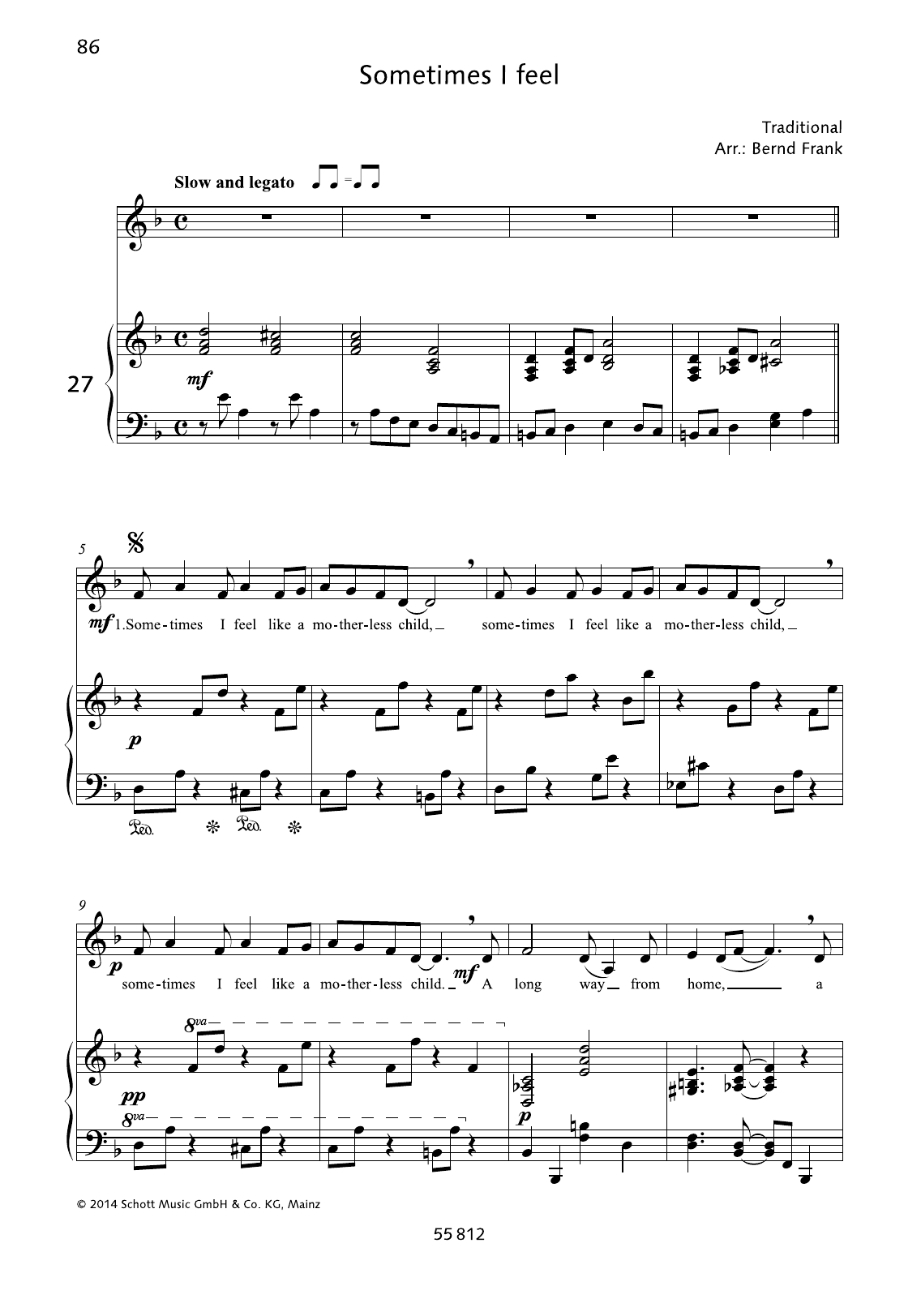 Bernd Frank Sometimes I Feel like A Motherless Child Sheet Music Notes & Chords for Piano & Vocal - Download or Print PDF